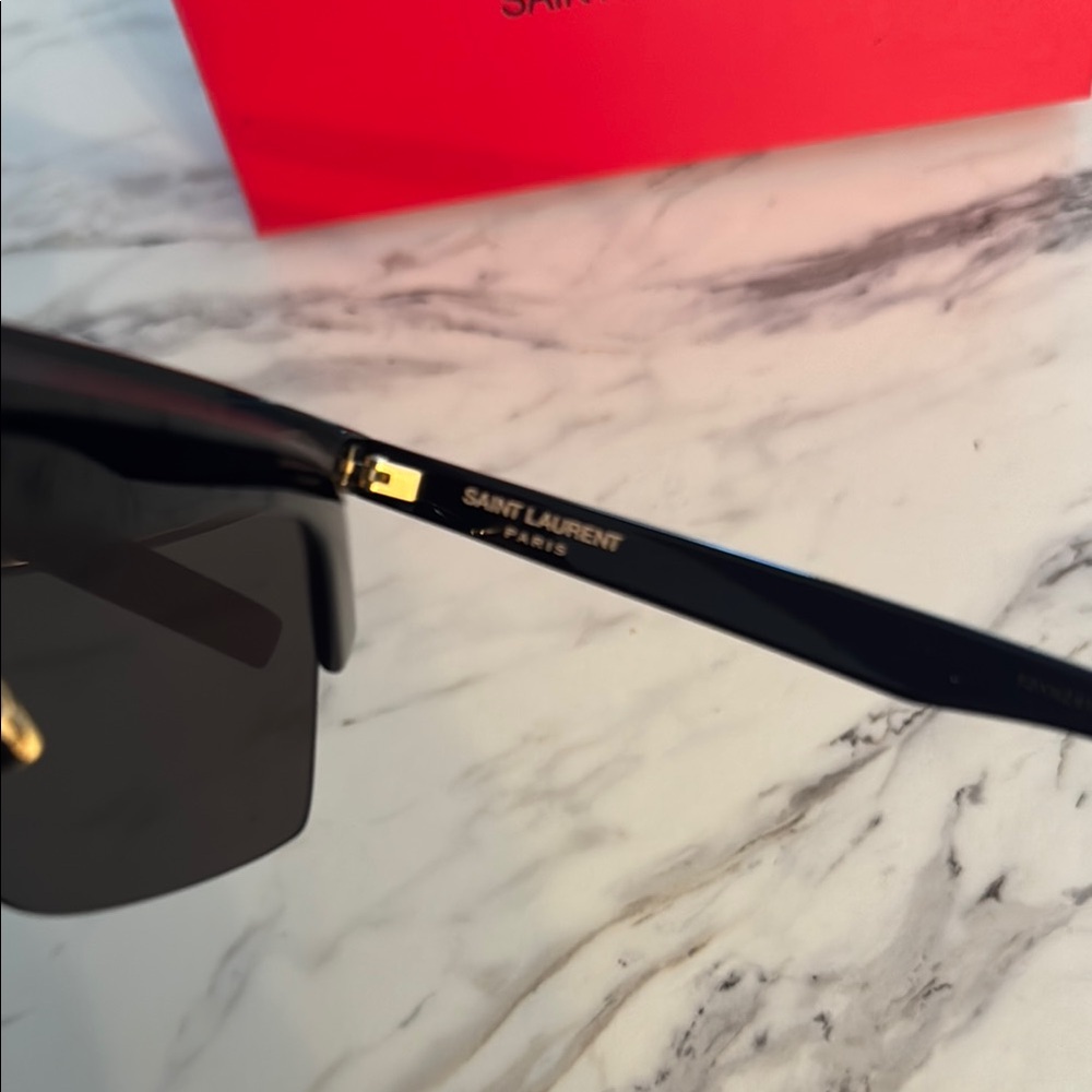 Saint Laurent Black Sunglasses with Gold Accent - Picture 4 of 5